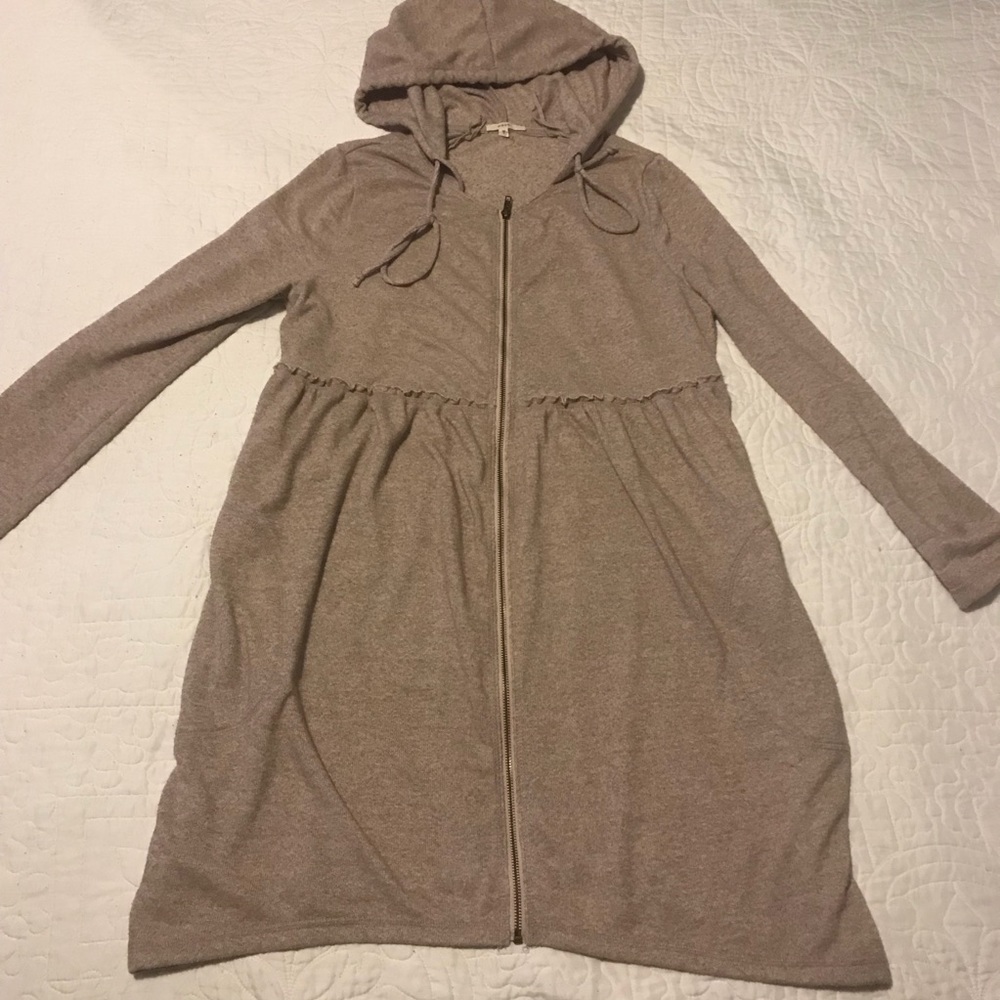 Tunic zip up sweater in dusty rose